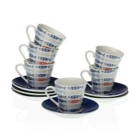   Csésze Szett Alátétekkel Versa Porcelán 5,8 x 6 x 5,8 cm Halak Kávézó (12 Darabok) MOST 18655 HELYETT 11608 Ft-ért!