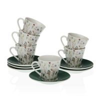   Csésze Szett Alátétekkel Versa Sansa Porcelán 5,8 x 6 x 5,8 cm Kávézó (12 Darabok) MOST 18655 HELYETT 11608 Ft-ért!