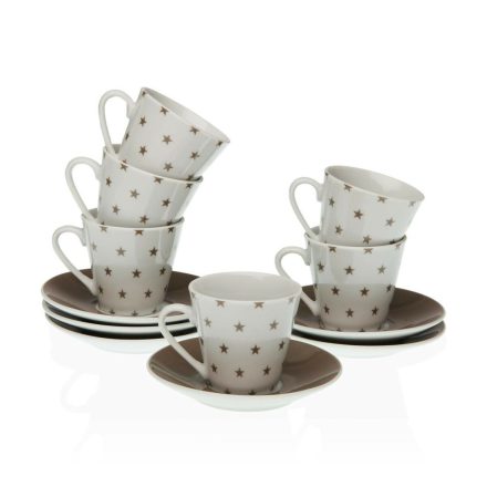 Csésze Szett Alátétekkel Versa Porcelán 5,8 x 6 x 5,8 cm Csillagok Kávézó (12 Darabok) MOST 13032 HELYETT 8565 Ft-ért!