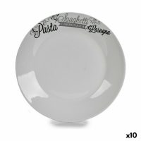   Lapos Tányér Ø 24,4 cm Fehér Fekete Porcelán tészta (10 egység) MOST 21091 HELYETT 12939 Ft-ért!