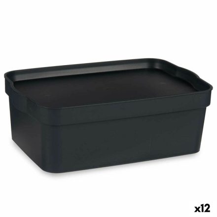 Tárolódoboz fedéllel Antracit Műanyag 6 L 21 x 11 x 32 cm (12 egység) MOST 33203 HELYETT 21298 Ft-ért!