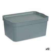   Tárolódoboz fedéllel Szürke Műanyag 7,5 L 21 x 14,2 x 32 cm (12 egység) MOST 37442 HELYETT 24018 Ft-ért!