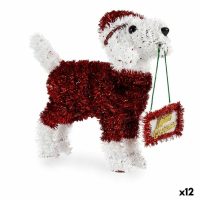   Dekoratív Figura Kutya Tinsel Fehér Piros polipropilén PET 9 x 23 x 29,5 cm (12 egység) MOST 45725 HELYETT 31161 Ft-ért!