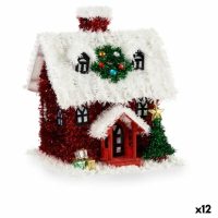   Dekoratív Figura Ház Tinsel Fehér Piros polipropilén PET 19 x 24,5 x 19 cm (12 egység) MOST 51596 HELYETT 40594 Ft-ért!