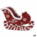   Dekoratív Figura Szánkó Tinsel Fehér Piros polipropilén PET 32,5 x 23 x 12 cm (12 egység) MOST 41170 HELYETT 32385 Ft-ért!