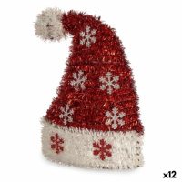   Dekoratív Figura Mikulás Sapka Tinsel Fehér Piros polipropilén PET 17 x 23 x 9,5 cm (12 egység) MOST 35121 HELYETT 22529 Ft-ért!