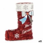   Dekoratív Figura Karácsonyi Zokni Tinsel Fehér Piros polipropilén PET 18 x 23 x 8 cm (12 egység) MOST 36962 HELYETT 22678 Ft-ért!