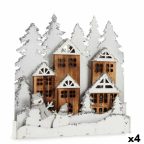   Dekoratív Figura Fény Falu Fehér Barna Fa 44 x 44,7 x 6 cm (4 egység) MOST 78457 HELYETT 61727 Ft-ért!