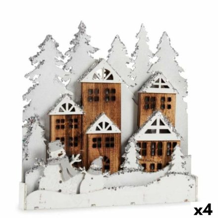 Dekoratív Figura Fény Falu Fehér Barna Fa 44 x 44,7 x 6 cm (4 egység) MOST 78457 HELYETT 61727 Ft-ért!