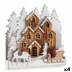   Dekoratív Figura Fény Falu Fehér Barna Fa 44 x 44,5 x 6 cm (4 egység) MOST 78457 HELYETT 61727 Ft-ért!