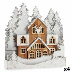   Dekoratív Figura Fény Falu Fehér Barna Fa 44 x 43 x 6 cm (4 egység) MOST 78457 HELYETT 61727 Ft-ért!