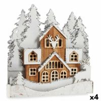   Dekoratív Figura Fény Falu Fehér Barna Fa 44 x 43 x 6 cm (4 egység) MOST 82432 HELYETT 64852 Ft-ért!