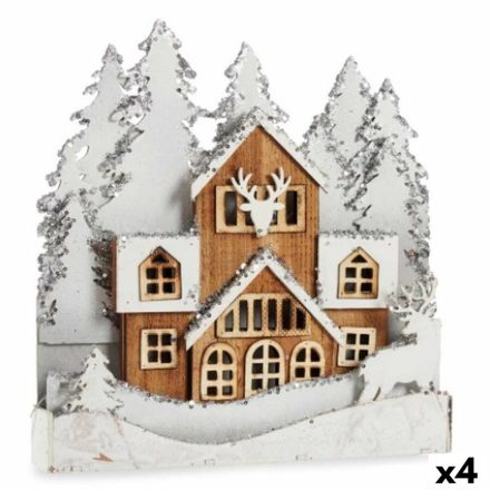 Dekoratív Figura Fény Falu Fehér Barna Fa 44 x 43 x 6 cm (4 egység) MOST 78457 HELYETT 61727 Ft-ért!