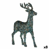   Dekoratív Figura Karácsonyi rénszarvas Glitter Kék Aranysàrga Műanyag 15 x 45 x 30 cm (8 egység) MOST 84838 HELYETT 66745 Ft-ért!