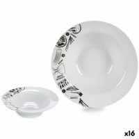   Tészta Tányér Fehér Fekete 23 x 6,5 x 23 cm Porcelán (16 egység) MOST 45540 HELYETT 31037 Ft-ért!