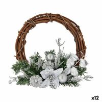   Adventi koszorú Barna Zöld Ezüst színű Fa Műanyag 33 x 9 x 35 cm (12 egység) MOST 77691 HELYETT 61123 Ft-ért!