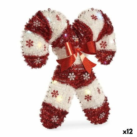 Dekoratív Figura Nyalóka Tinsel LED Fény Fehér Piros polipropilén PET 47 x 6 x 47 cm (12 egység) MOST 56569 HELYETT 44505 Ft-ért!