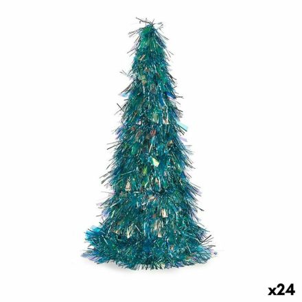 Dekoratív Figura Karácsonyfa Tinsel Kék polipropilén PET 24 x 46 x 24 cm (24 egység) MOST 62222 HELYETT 48953 Ft-ért!