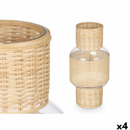 Gyertyatartó GiftDecor SG-29652 Átlátszó Természetes Üveg Rattan 18 x 38 x 18 cm (4 egység) MOST 53081 HELYETT 36171 Ft-ért!