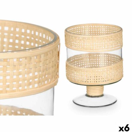 Gyertyatartó GiftDecor SG-29685 Átlátszó Természetes Üveg Rattan 15 x 20 x 15 cm (6 egység) MOST 44062 HELYETT 30028 Ft-ért!