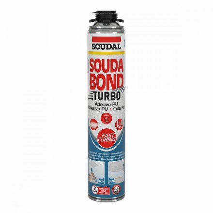 Hab Soudal SoudaBond Turbo Poliuretán Fegyver 750 ml MOST 16675 HELYETT 9979 Ft-ért!