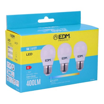 3 db LED-izzó EDM 98203 G 35 W 5 W 50 W E27 400 lm Ø 4,5 x 8 cm (6400 K) MOST 5754 HELYETT 3018 Ft-ért!