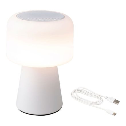 LED-es lámpa Bluetooth hangszóróval és vezeték nélküli töltővel Lumineo 894417 Fehér 22,5 cm Újratölthető MOST 56754 HELYETT 43190 Ft-ért!