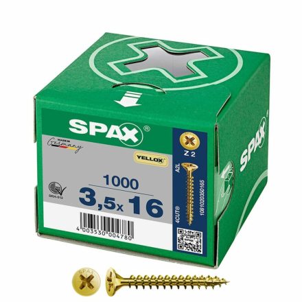 Csavaros doboz SPAX Yellox Z2 Lapos fej 3,5 x 16 mm 1000 Unidades MOST 16698 HELYETT 11244 Ft-ért!