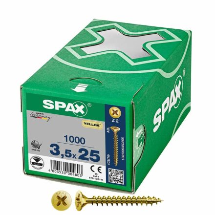 Csavaros doboz SPAX Yellox Z2 Lapos fej 3,5 x 25 mm 1000 Unidades MOST 20318 HELYETT 13683 Ft-ért!