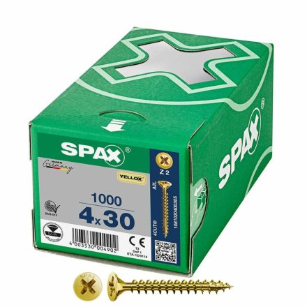 Csavaros doboz SPAX Yellox Z2 Lapos fej 4,0 x 30 mm 1000 Unidades MOST 28772 HELYETT 19379 Ft-ért!