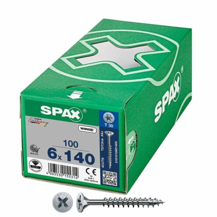 Csavaros doboz SPAX Wirox T30 Lapos fej 6 x 140 mm 100 egység MOST 32414 HELYETT 22604 Ft-ért!