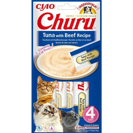 Snack for Cats Inaba Churu 4 x 14 g Tonhal Borjúhús MOST 3194 HELYETT 1910 Ft-ért!