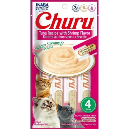 Snack for Cats Inaba Churu 4 x 14 g Garnélarák Tonhal MOST 3194 HELYETT 1910 Ft-ért!