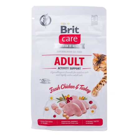 Macska eledel Brit Care Grain Free Activity Support Adult Felnőtt Csirke Pulyka 400 g MOST 5259 HELYETT 3150 Ft-ért!