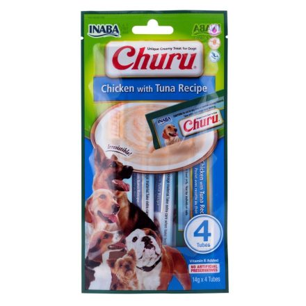 Kutya Snack Inaba Churu Pollo con atun Csirke Tonhal Hal 4 x 14 g MOST 2815 HELYETT 1687 Ft-ért!