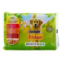   Nedves étel Purina Friskies Csirke Borjúhús Bárány Zöldborsó Zöldbab Sárgarépa 4 x 100 g MOST 2367 HELYETT 1414 Ft-ért!