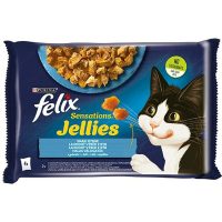   Macska eledel Purina Felix Sensations Lazac szín Tőkehal 4 x 85 g MOST 3024 HELYETT 1811 Ft-ért!