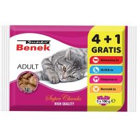   Macska eledel Super Benek 5 x 100 g Csirke Borjúhús Nyúl MOST 2096 HELYETT 1257 Ft-ért!