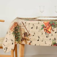   Foltálló gyanta asztalterítő Belum Christmas Sheet Music Fekete Piros Zöld vászonanyag 150 x 150 cm MOST 21463 HELYETT 12914 Ft-ért!